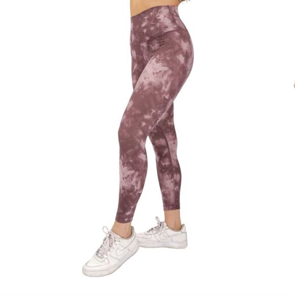 90 Degree by Reflex Ankle Cut Tie Dye Mauve High Waisted Athletic Legging Size S - Picture 1 of 15